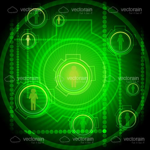 Abstract Network Themed Background in Neon Green and Black